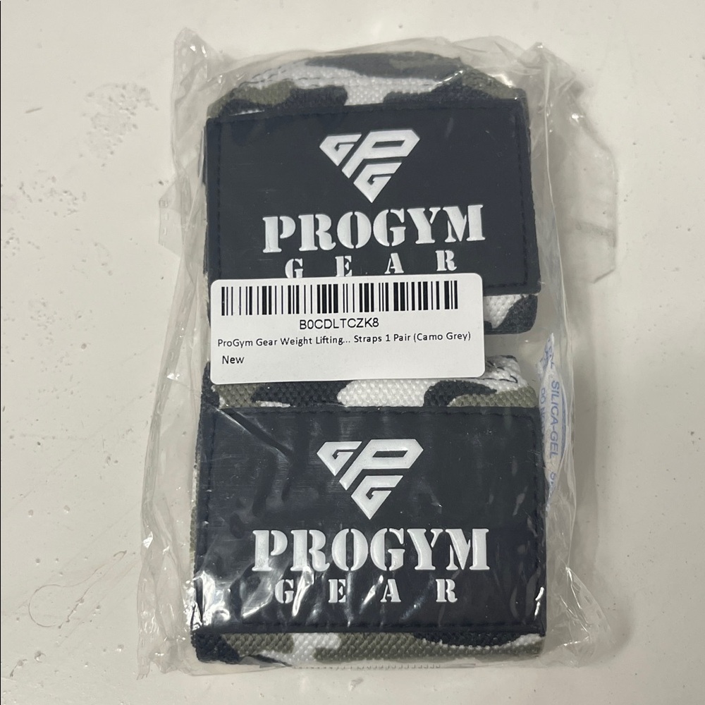 ProGym Gear Weight Lifting Straps 1 Pair Camo Grey